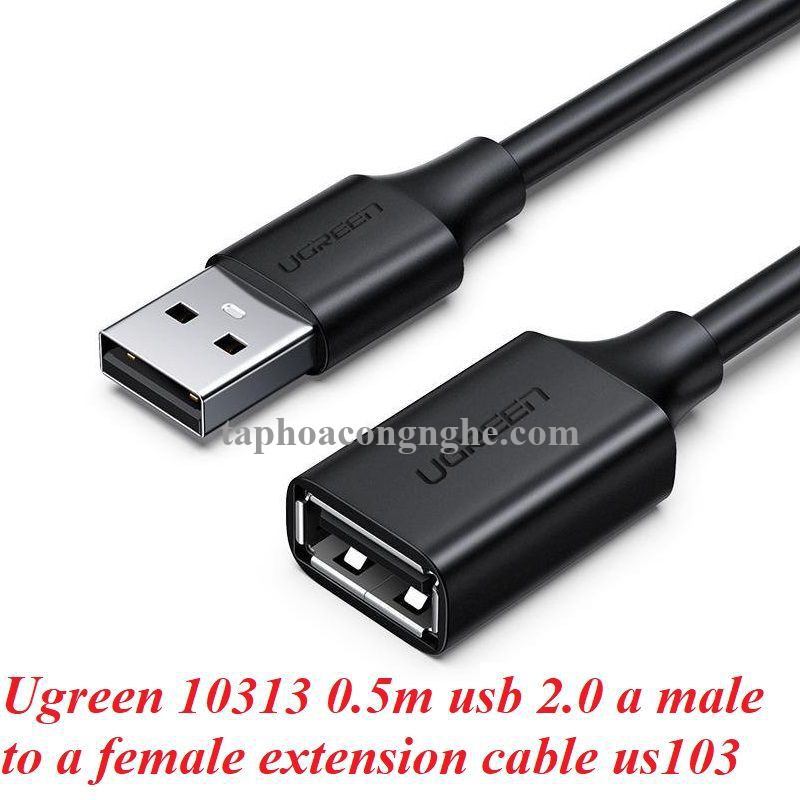 Ugreen 10313 0.5M màu Đen Cáp tín hiệu nối dài USB 2.0 lõi thuần đồng US103 30010313
